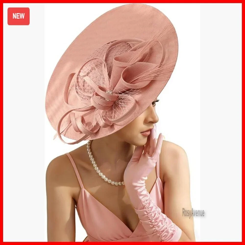 Elegant Fascinator Hat with Flower Feathers Headband for Wedding Derby Party